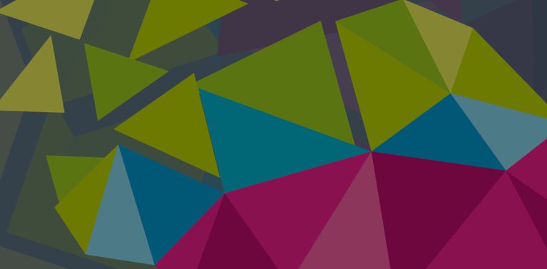 image of colourful triangles creating an oval shape.