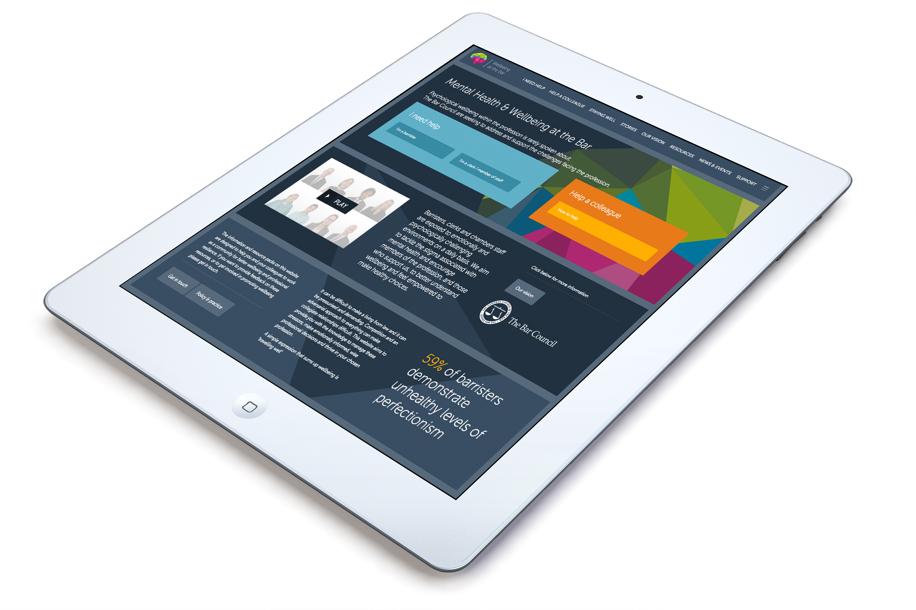 Wellbeing at the Bar website on Ipad