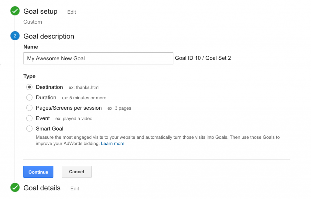 Google Analytics Goals
