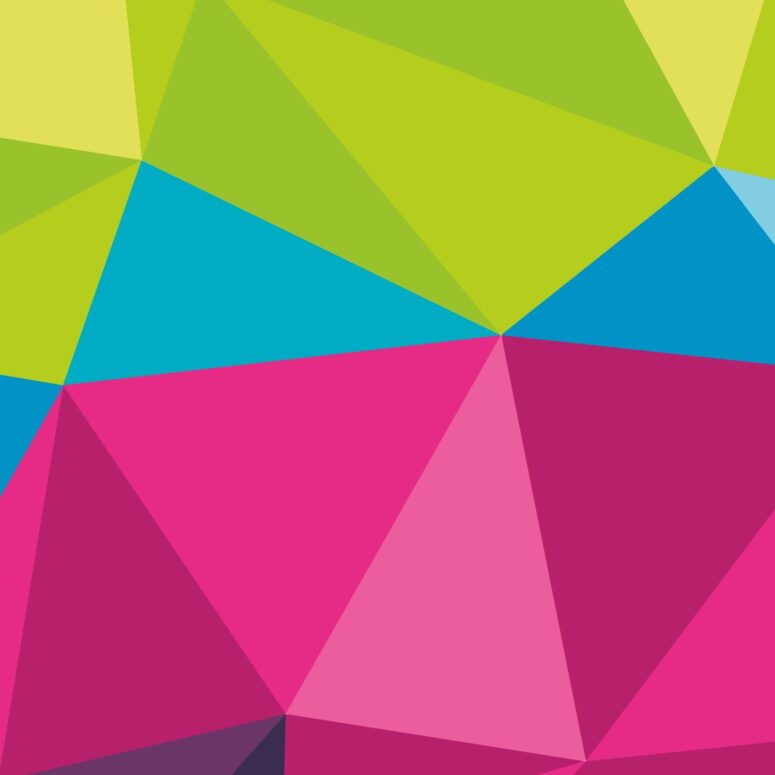 Wellbeing at the bar graphic of triangles of various colours including pinks, blues and greens