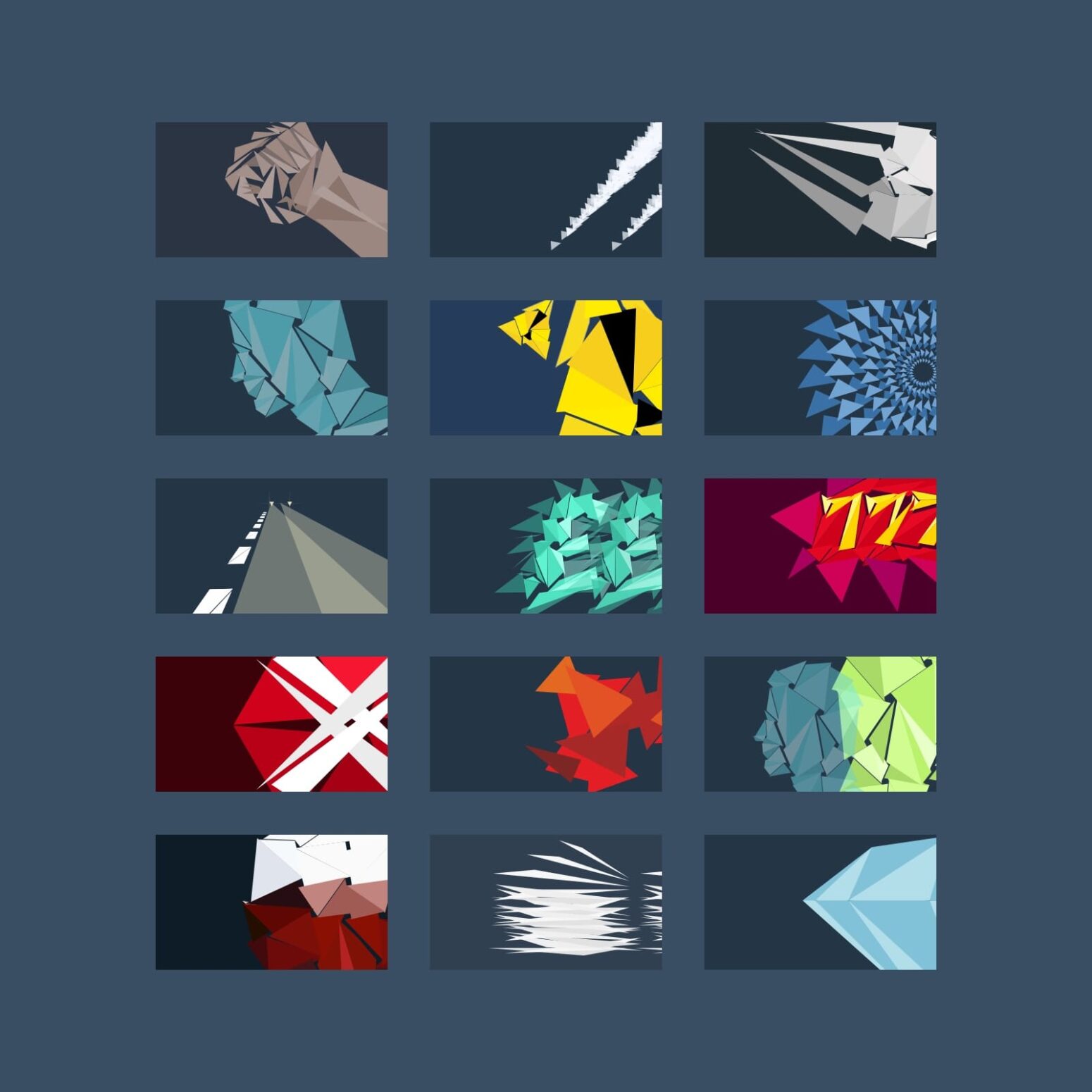 Wellbeing at the bar website image of 15 smaller graphics in boxes. The boxes are in 5 rows of 3 and contain various shapes and colours