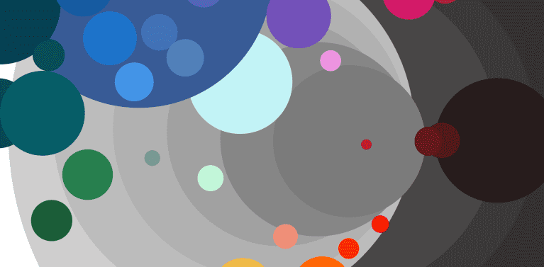 art work image of bubbles with smaller colourful bubbles