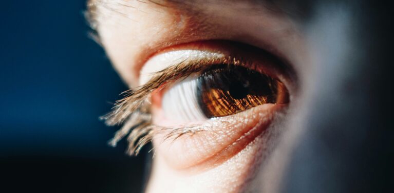 close up image of a brown eye