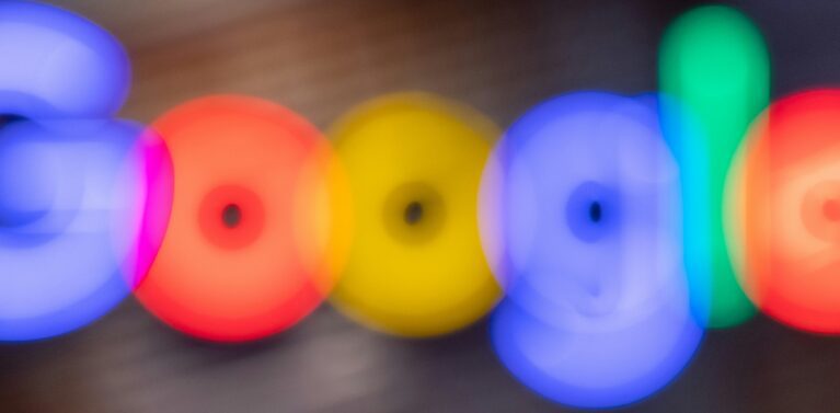 image of the google logo lit up