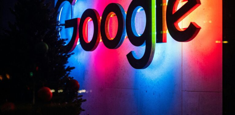 image of the google logo lit up